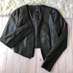 H&M Black Leather Knit Jacket Blazer